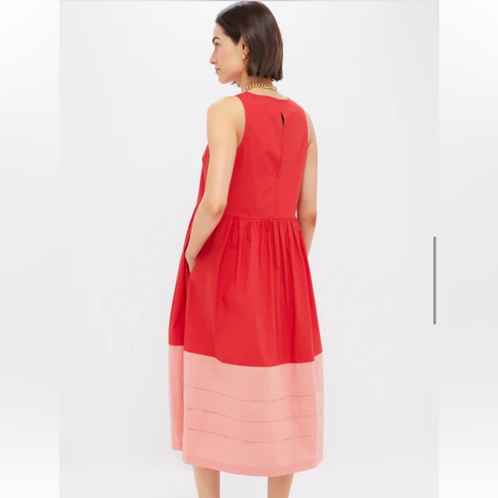 Tuckernuck Poppy and Coral Colorblock Cotton Elsie Dress in Large - Picture 2 of 14